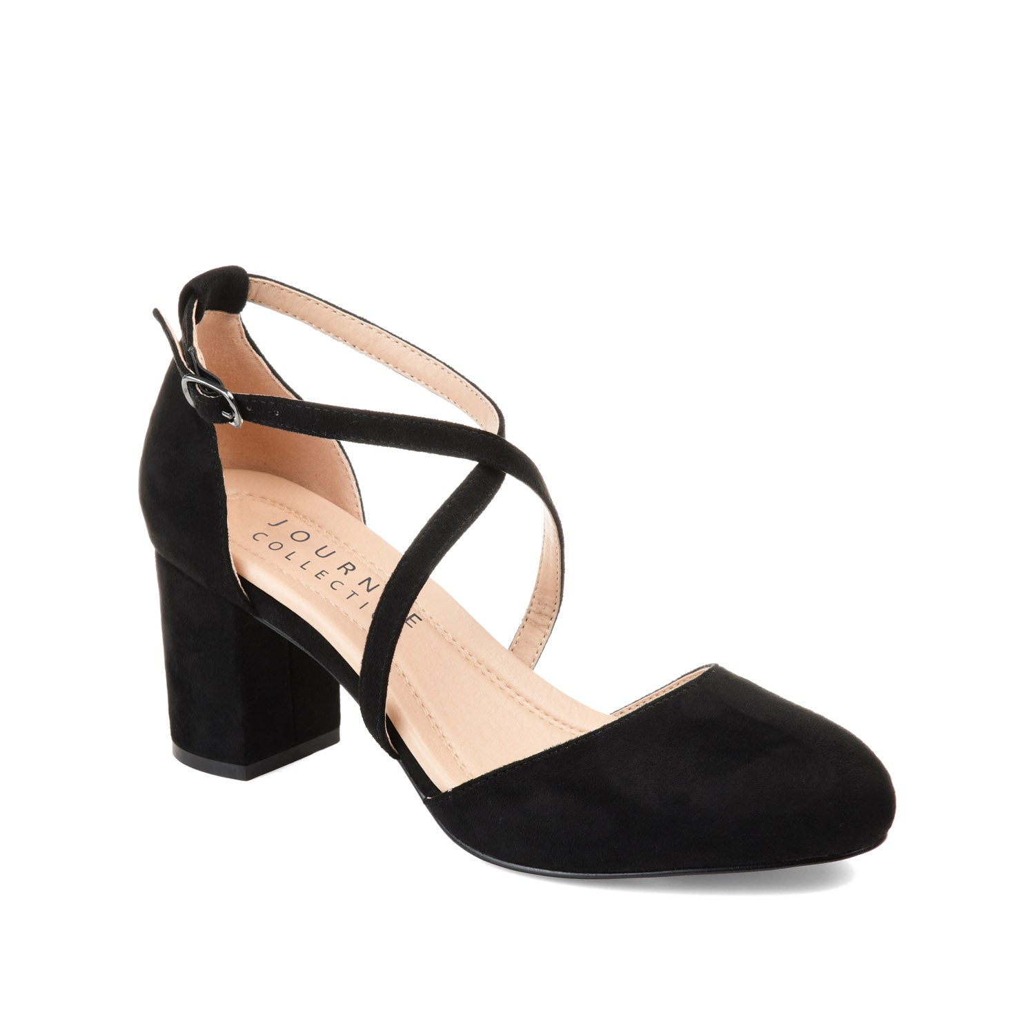 Journee Collection FOSTER BLOCK HEEL D'ORSAYS IN WIDE Navy Nubuck