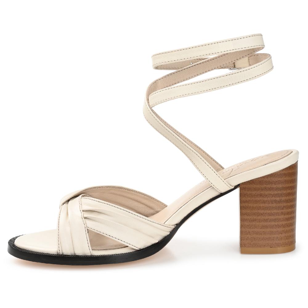 Journee Collection FREEDA STRAPPY HEELED SANDALS IN LEATHER Brown