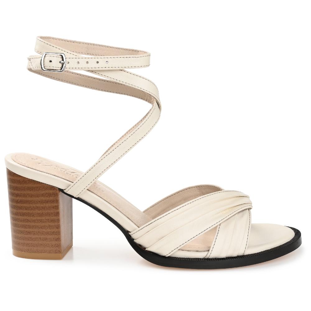 journee collection FREEDA STRAPPY HEELED SANDALS IN LEATHER Brown