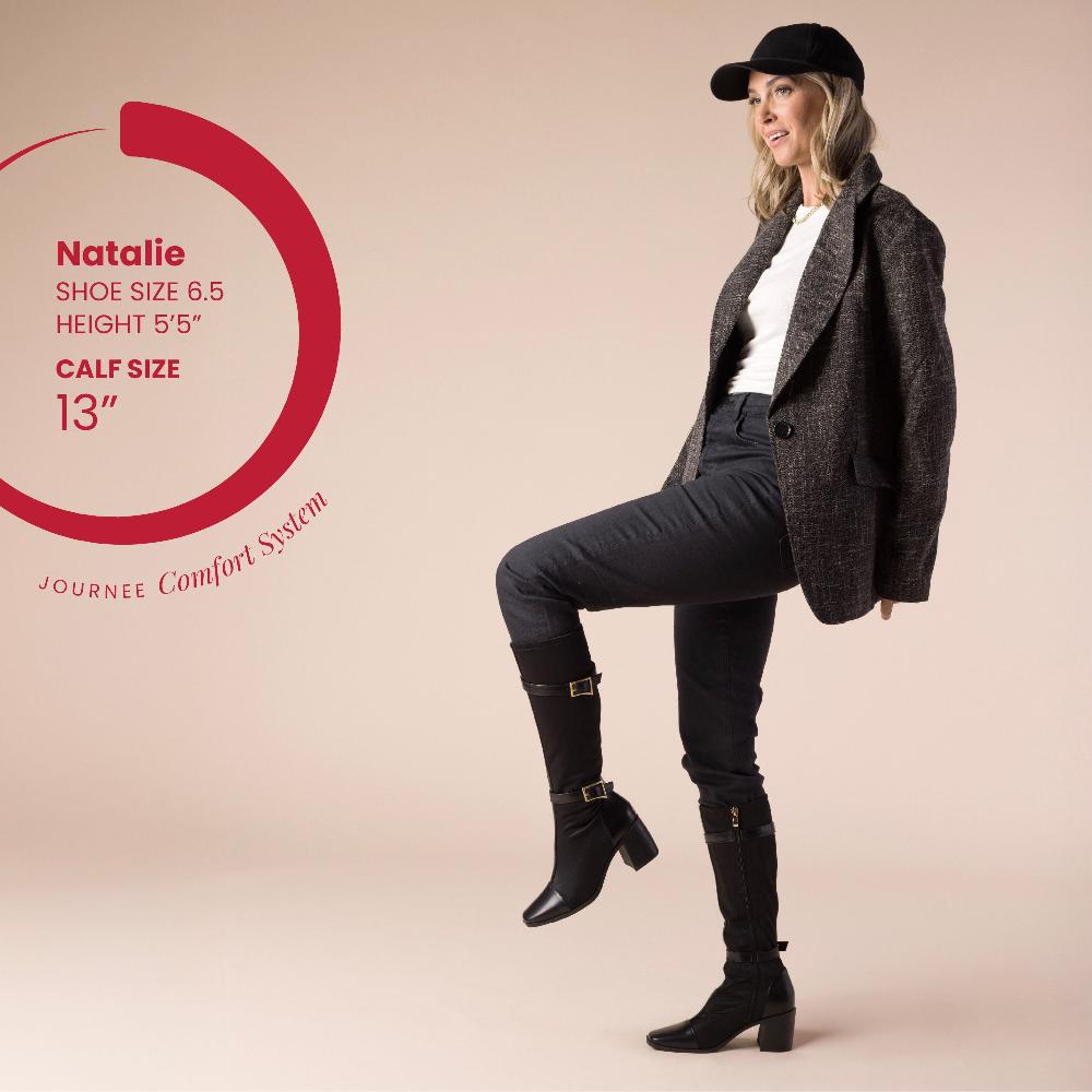 Journee Collection GAIBREE KNEE-HIGH BOOTS IN STRETCHY FABRIC Beige