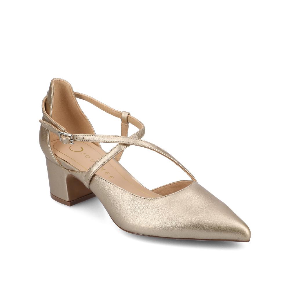 Journee Collection GALVINN LOW BLOCK HEELS IN WIDE Bone PU