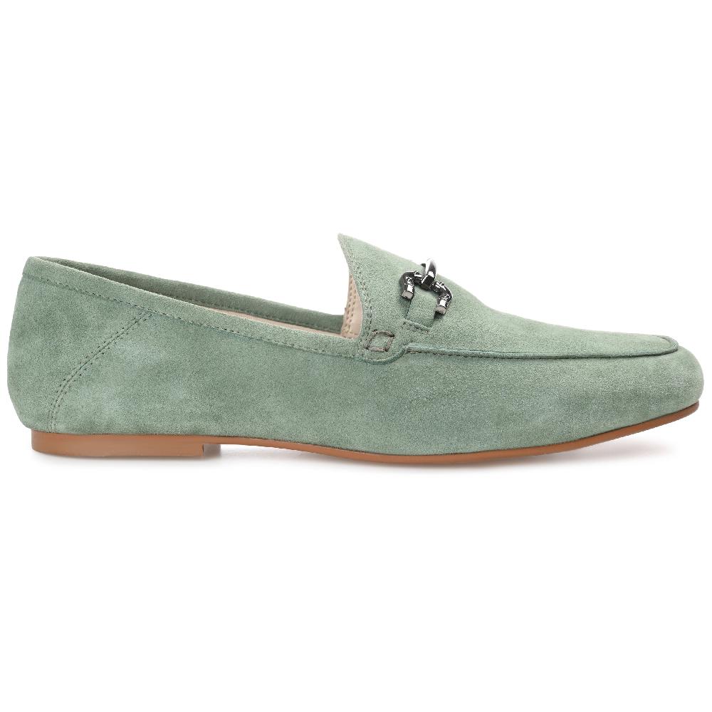 journee collection GIIA CRASH BACK HORSE BIT LOAFER FLAT Green
