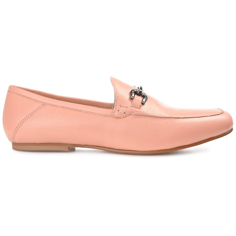journee collection GIIA HORSE BIT LOAFER FLATS IN LEATHER Peach
