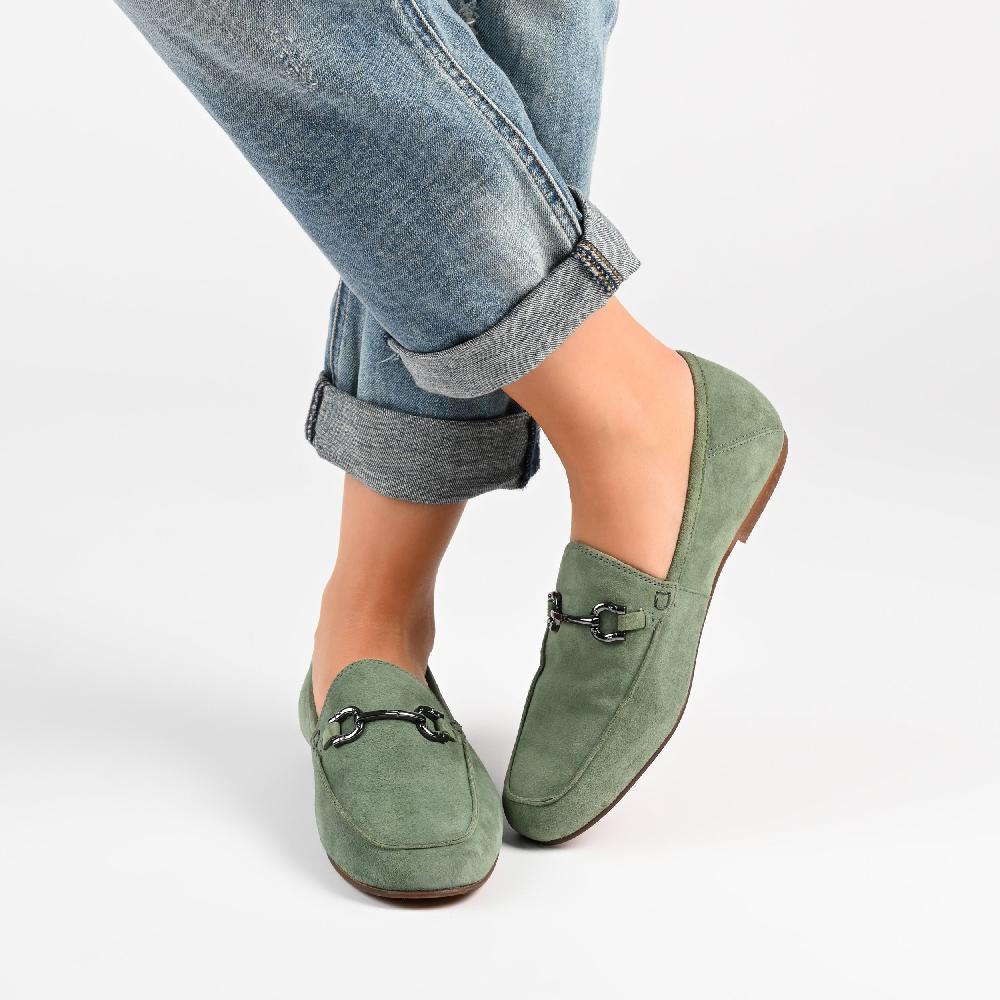 Journee Collection GIIA HORSE BIT LOAFER FLATS IN SUEDE Green