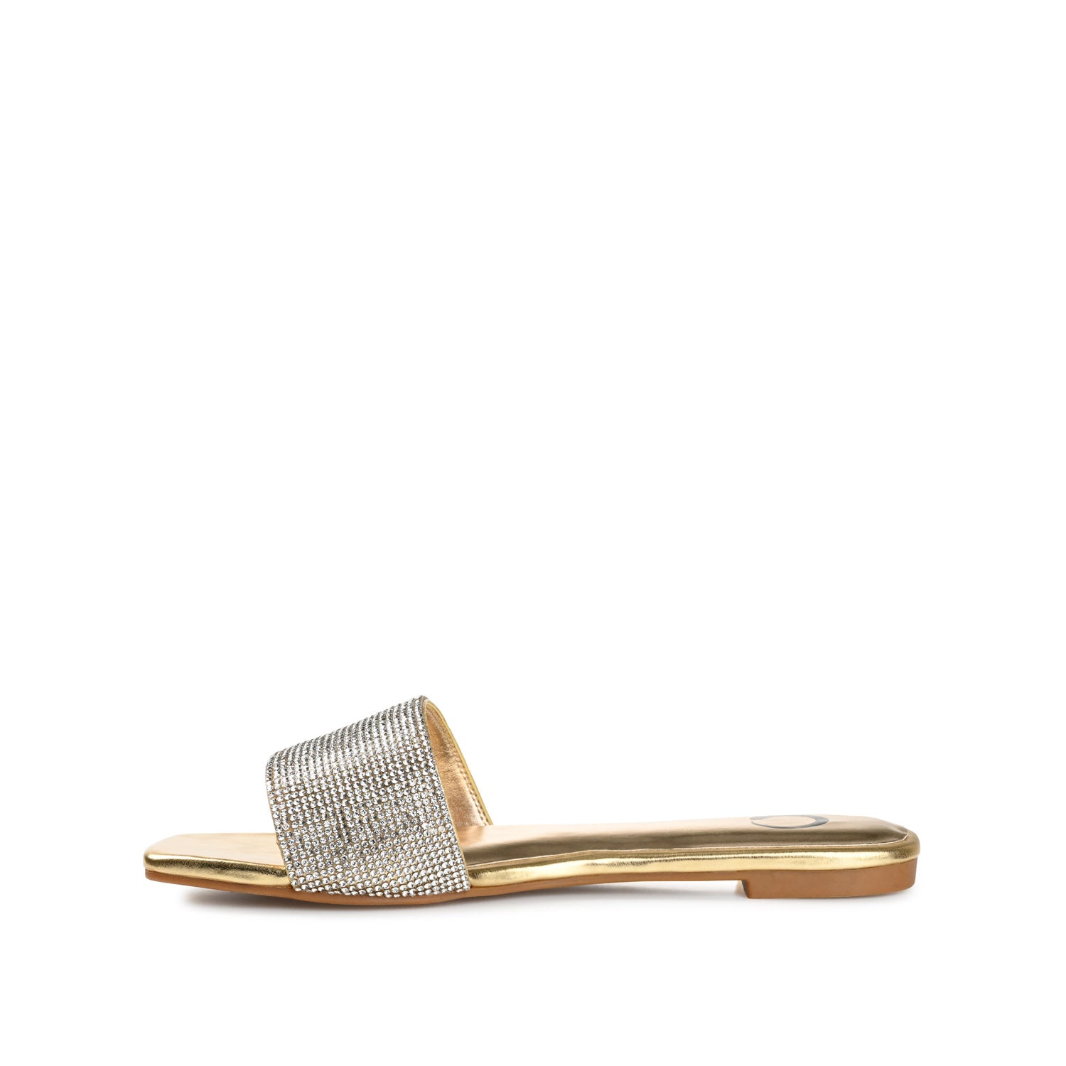 Journee Collection GRAYCE SLIDE SANDALS IN GLITTER MATERIAL Gold PU 2