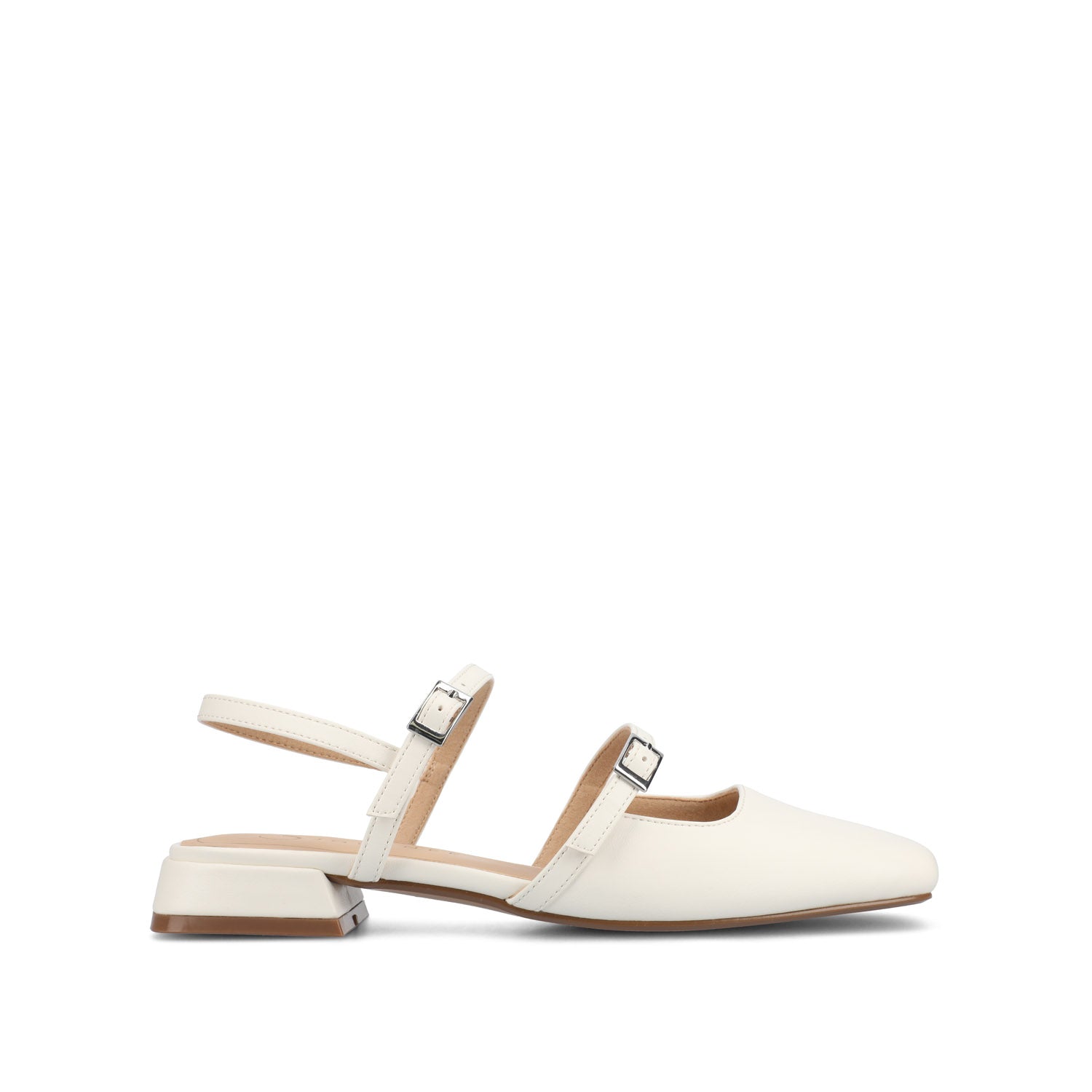 journee collection GRETCHENN HEELED FLATS IN FAUX LEATHER IN WIDE White PU