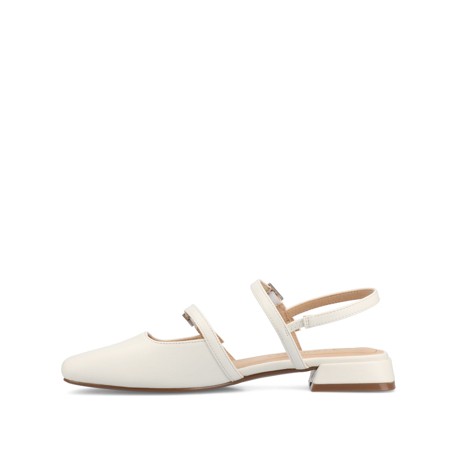 Journee Collection GRETCHENN HEELED FLATS IN FAUX LEATHER White PU