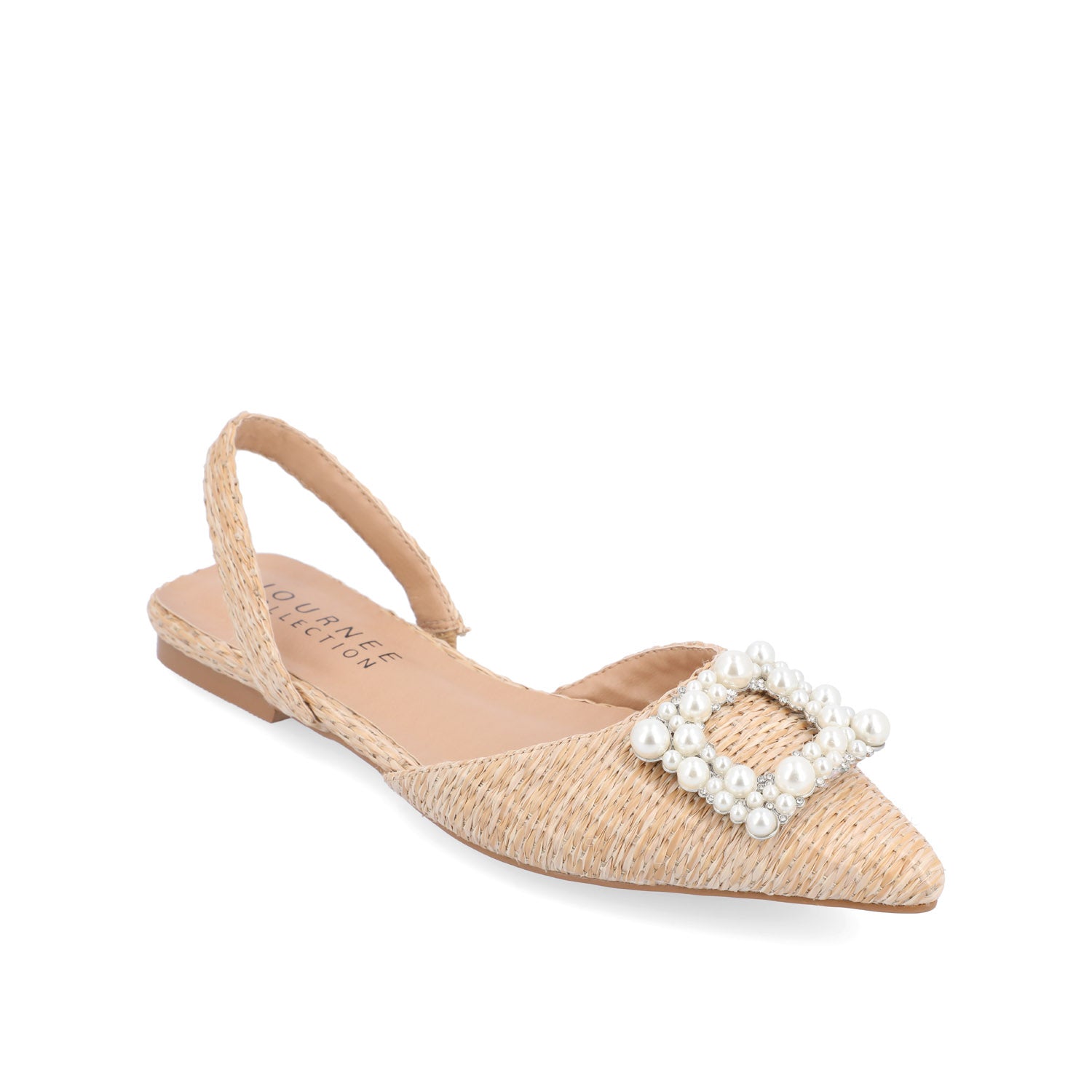 Journee Collection HANNAE SLINGBACK FLATS IN WIDE Natural Faux Raffia