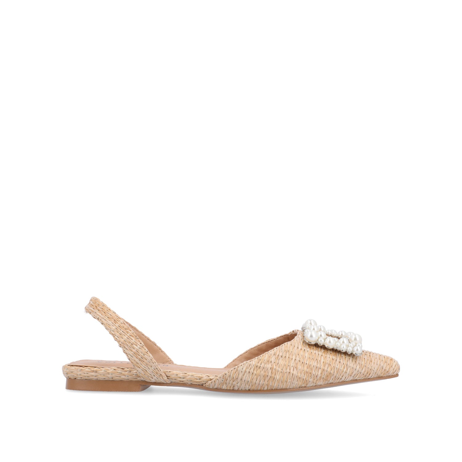 journee collection HANNAE SLINGBACK FLATS IN WIDE Natural Faux Raffia
