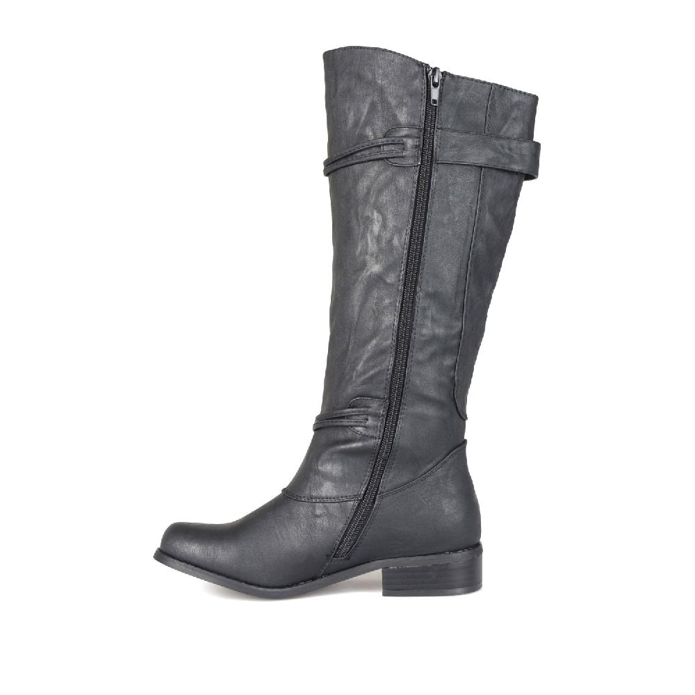 Journee Collection HARLEY RIDING BOOTS IN WIDE CALF Brown PU