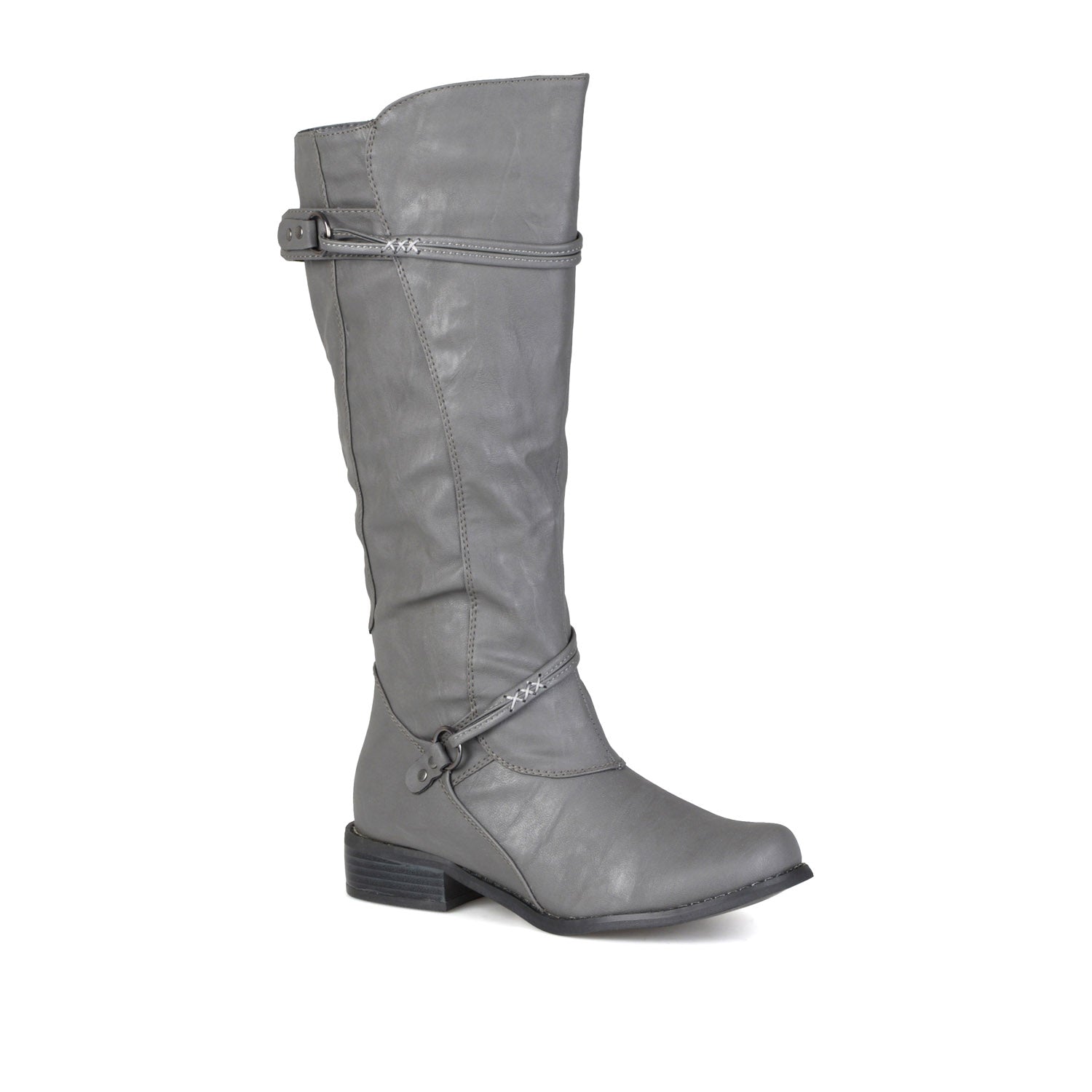 Journee Collection HARLEY RIDING BOOTS IN X-WIDE CALF Brown PU