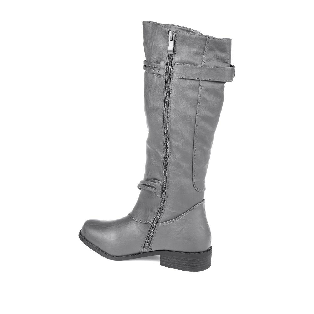 Journee Collection HARLEY RIDING BOOTS IN X-WIDE CALF Brown PU