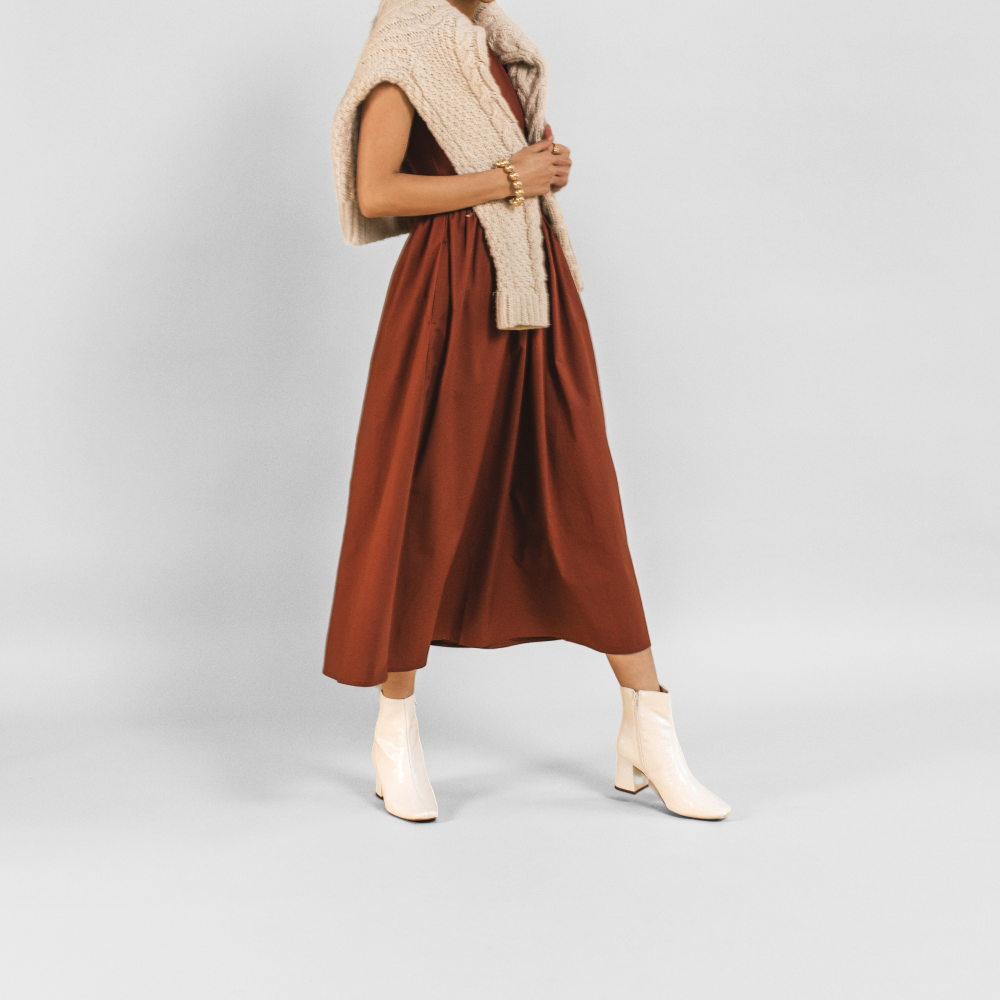 Journee Collection HAYLINN SQUARE TOE BOOTIES IN WIDE WIDTH White Patent