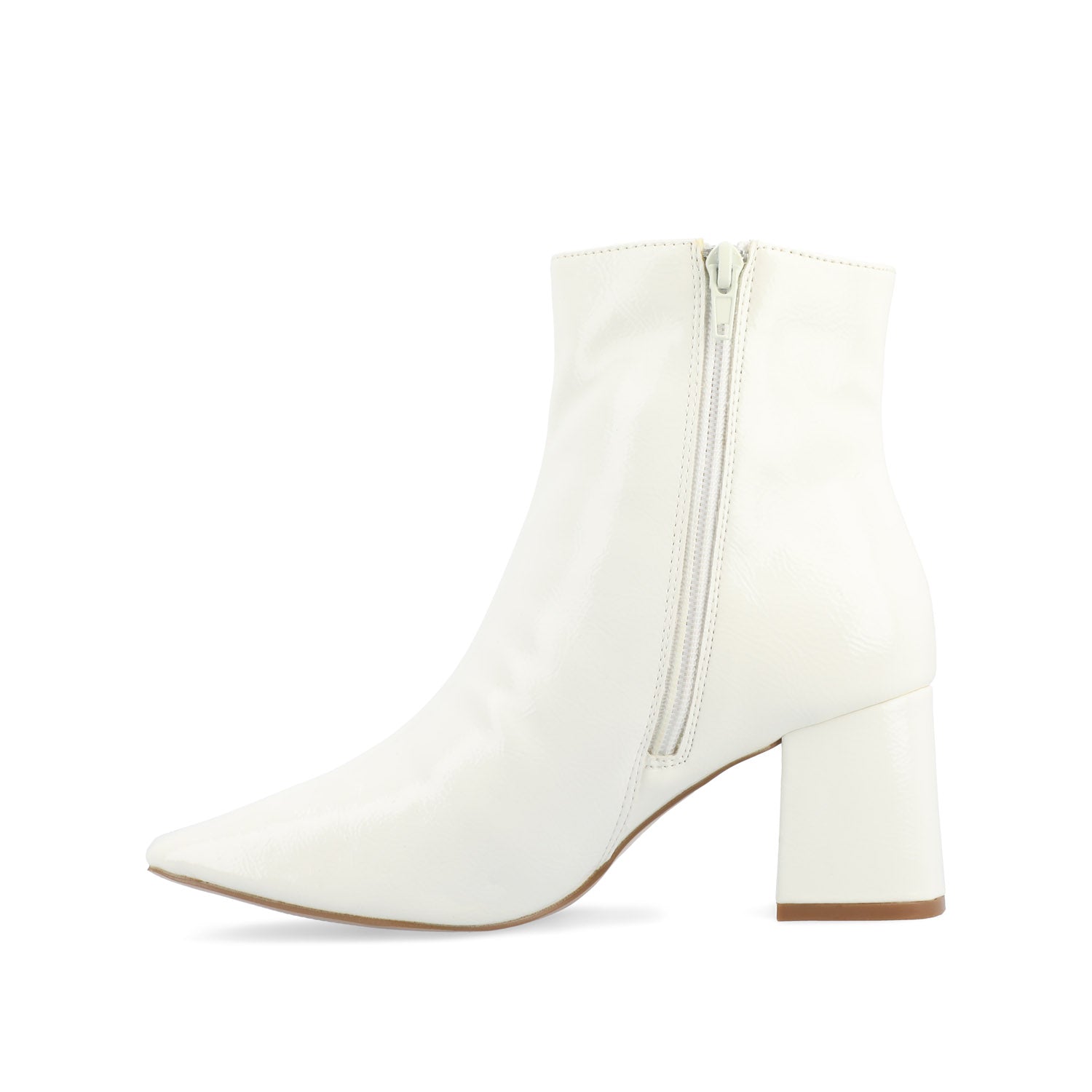 Journee Collection HAYLINN SQUARE TOE BOOTIES IN WIDE WIDTH White Patent
