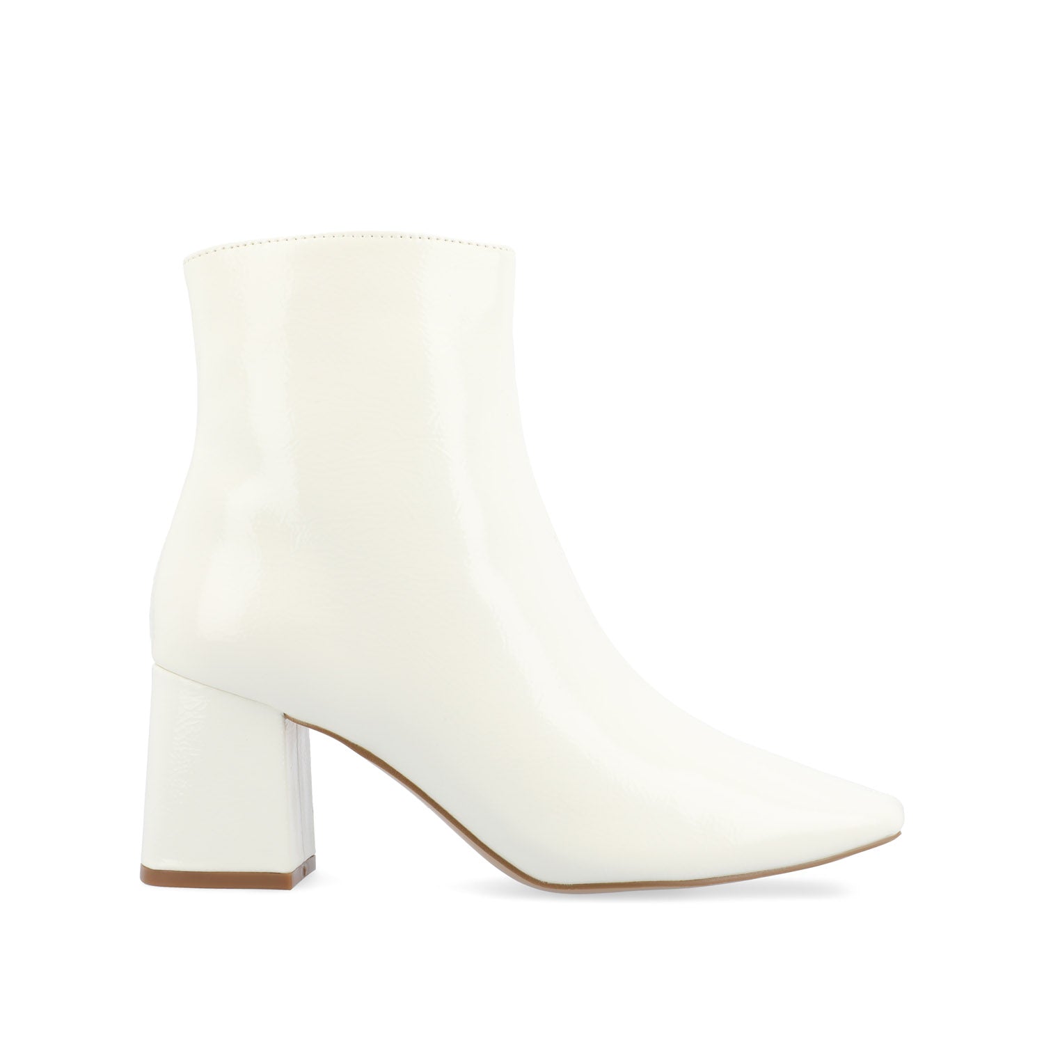 journee collection HAYLINN SQUARE TOE BOOTIES IN WIDE WIDTH White Patent