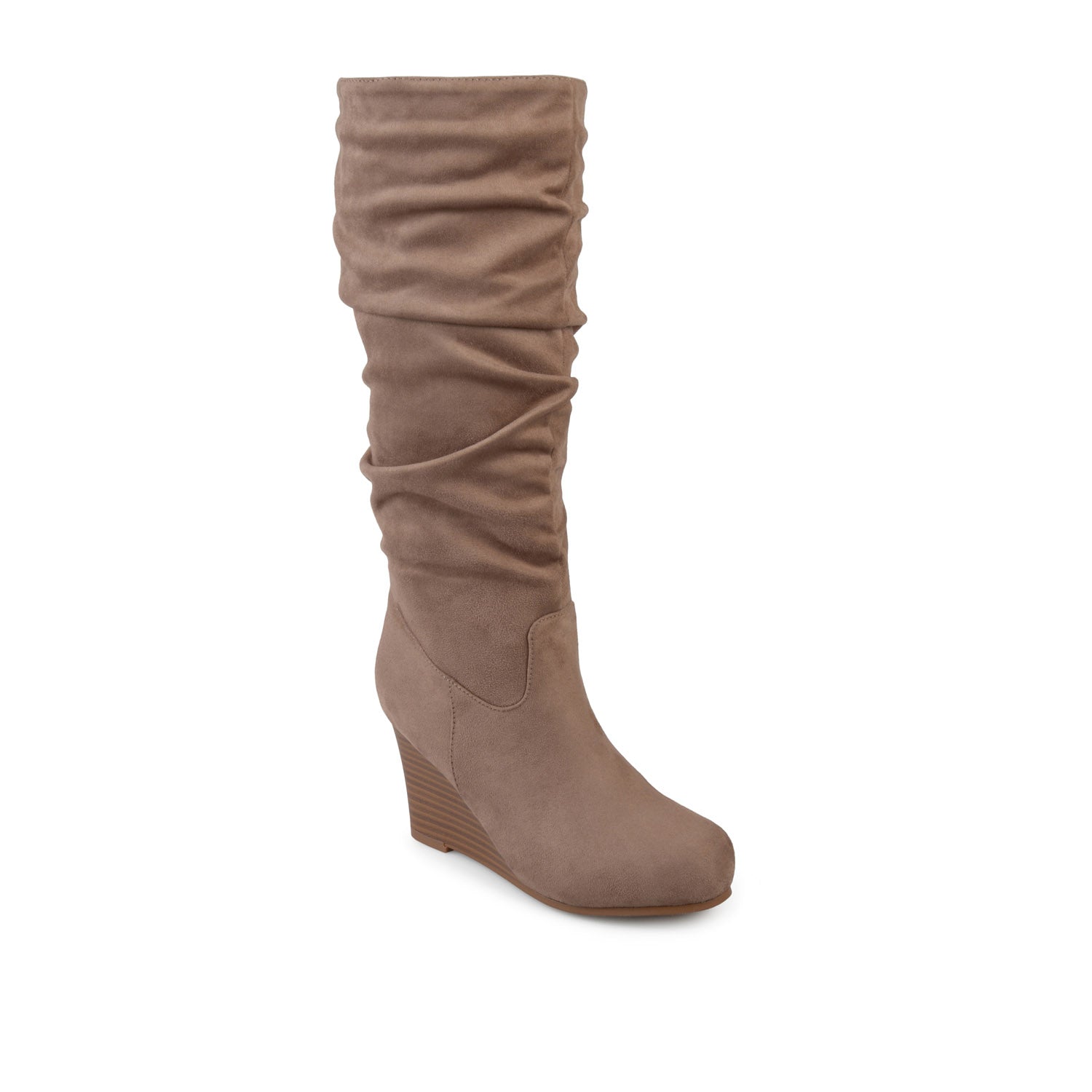 Journee Collection HAZE KNEE HIGH BOOTS IN FAUX SUEDE Stone
