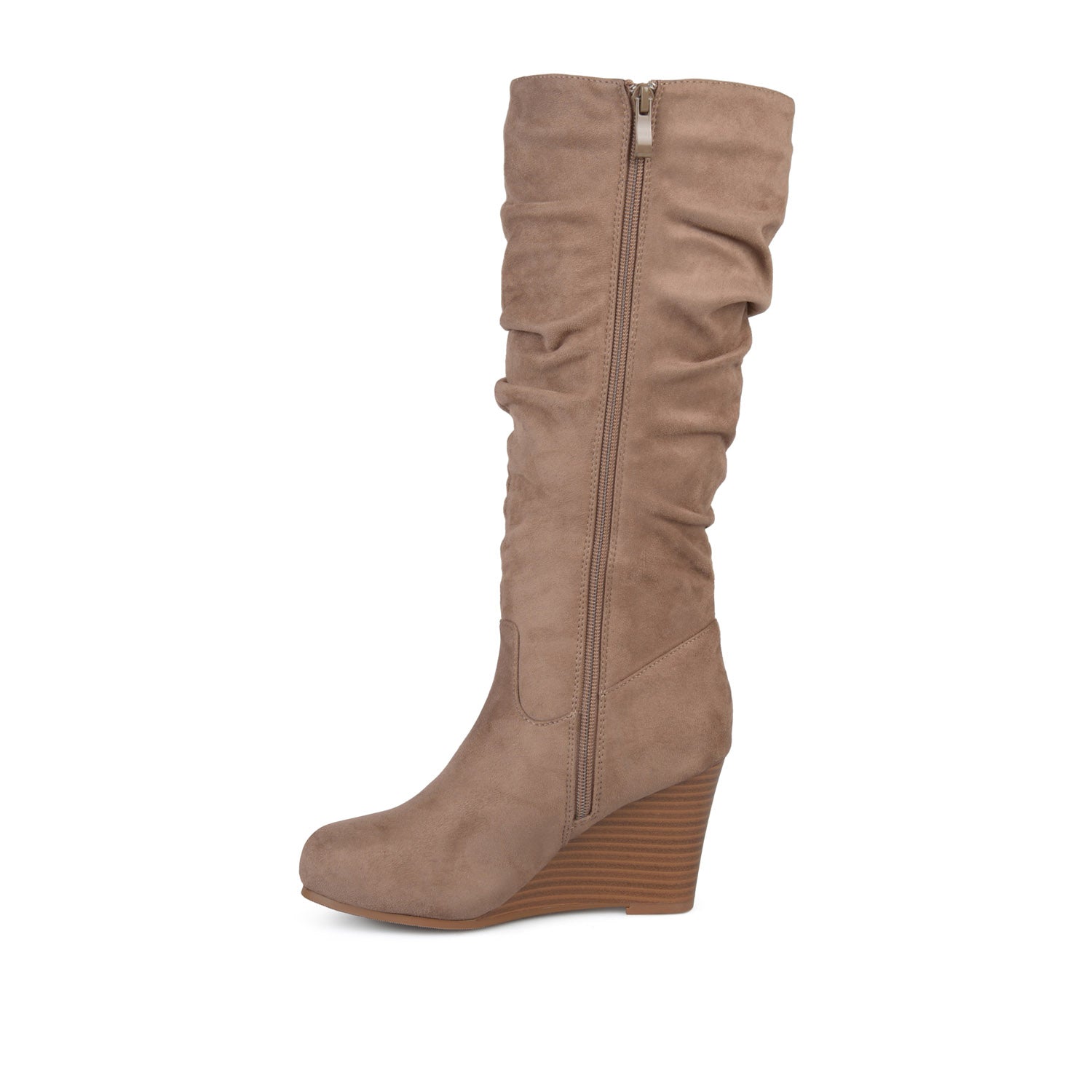 Journee Collection HAZE KNEE HIGH BOOTS IN FAUX SUEDE Stone