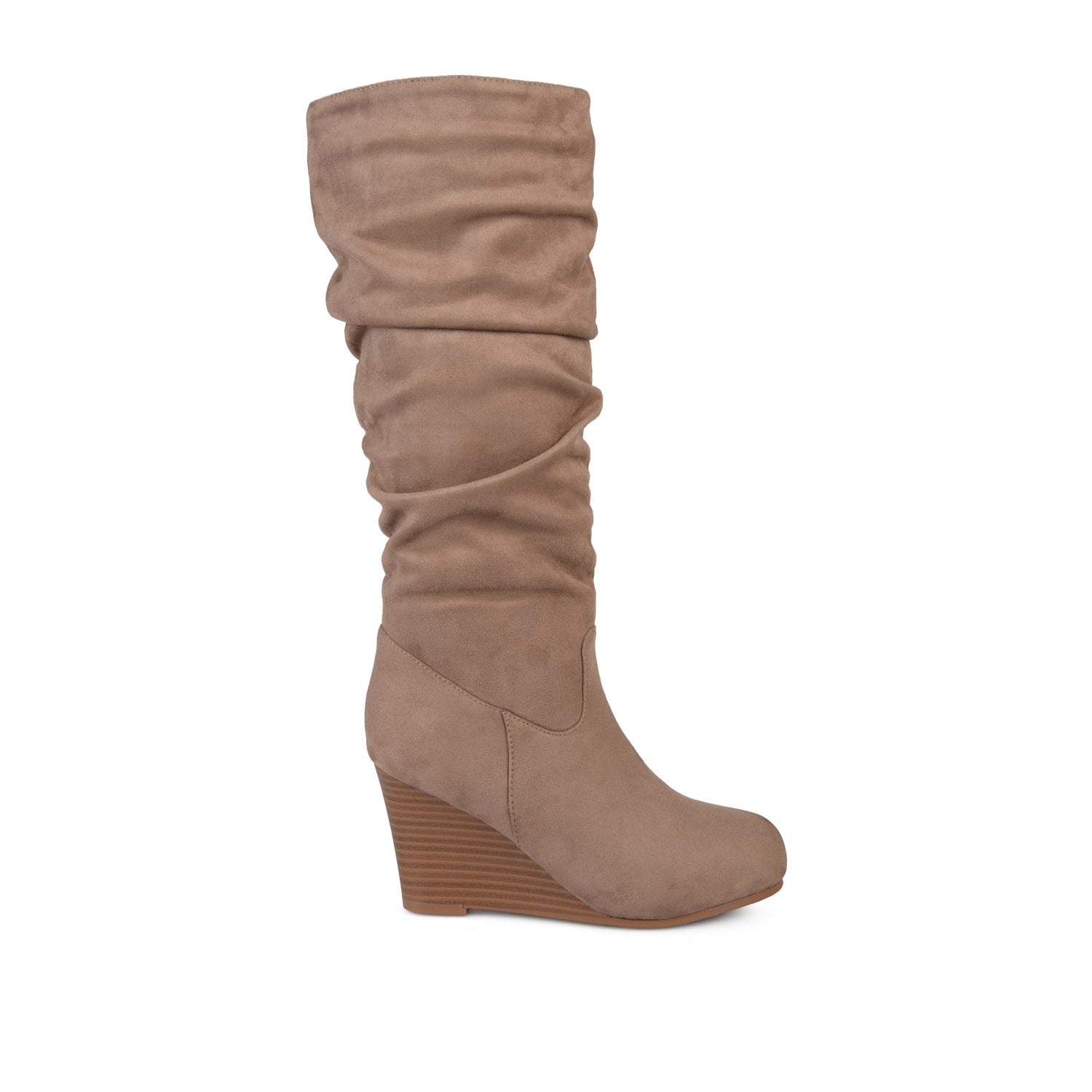 journee collection HAZE KNEE HIGH BOOTS IN FAUX SUEDE Stone