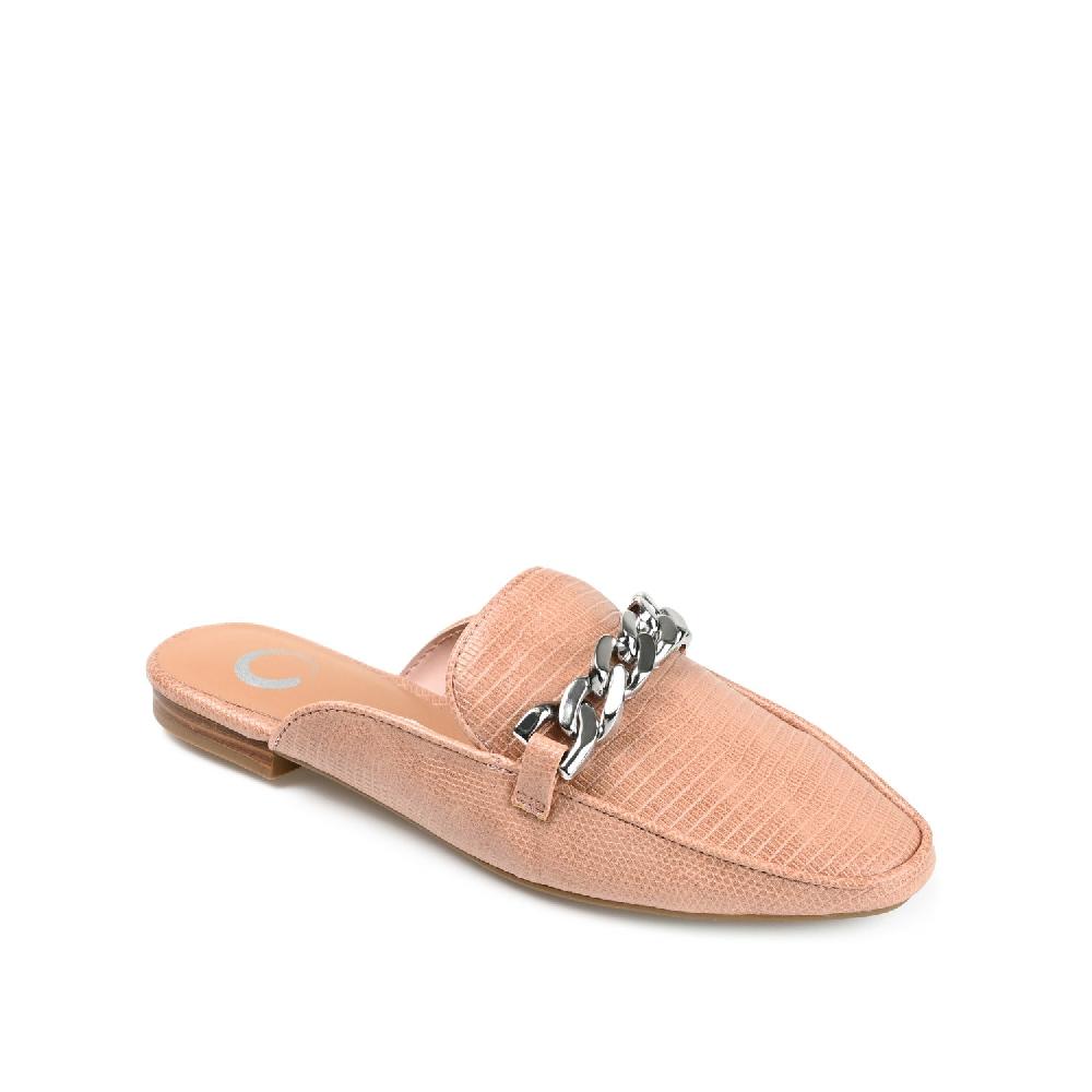 Journee Collection HAZINA MULED LOAFER FLATS IN LIZARD Ivory Lizard