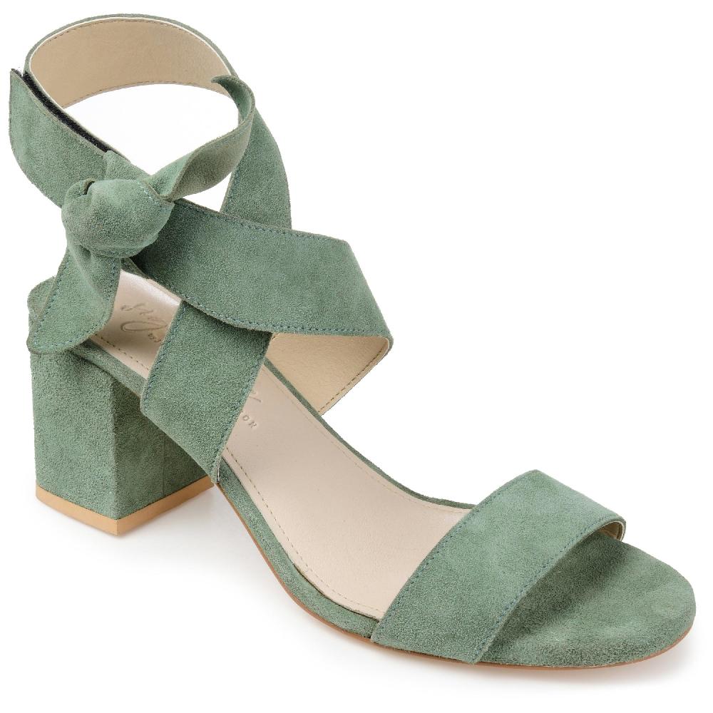 Journee Collection HETHER STRAPPY BLOCK HEELS IN SUEDE Green