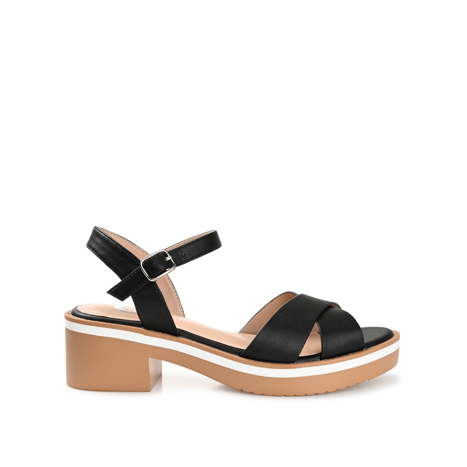 journee collection HILAREE HEELED SANDALS IN FAUX LEATHER White