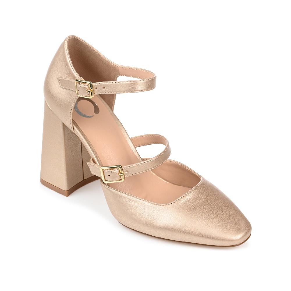 Journee Collection ISADORAH FAUX LEATHER HEELS IN WIDE Tan