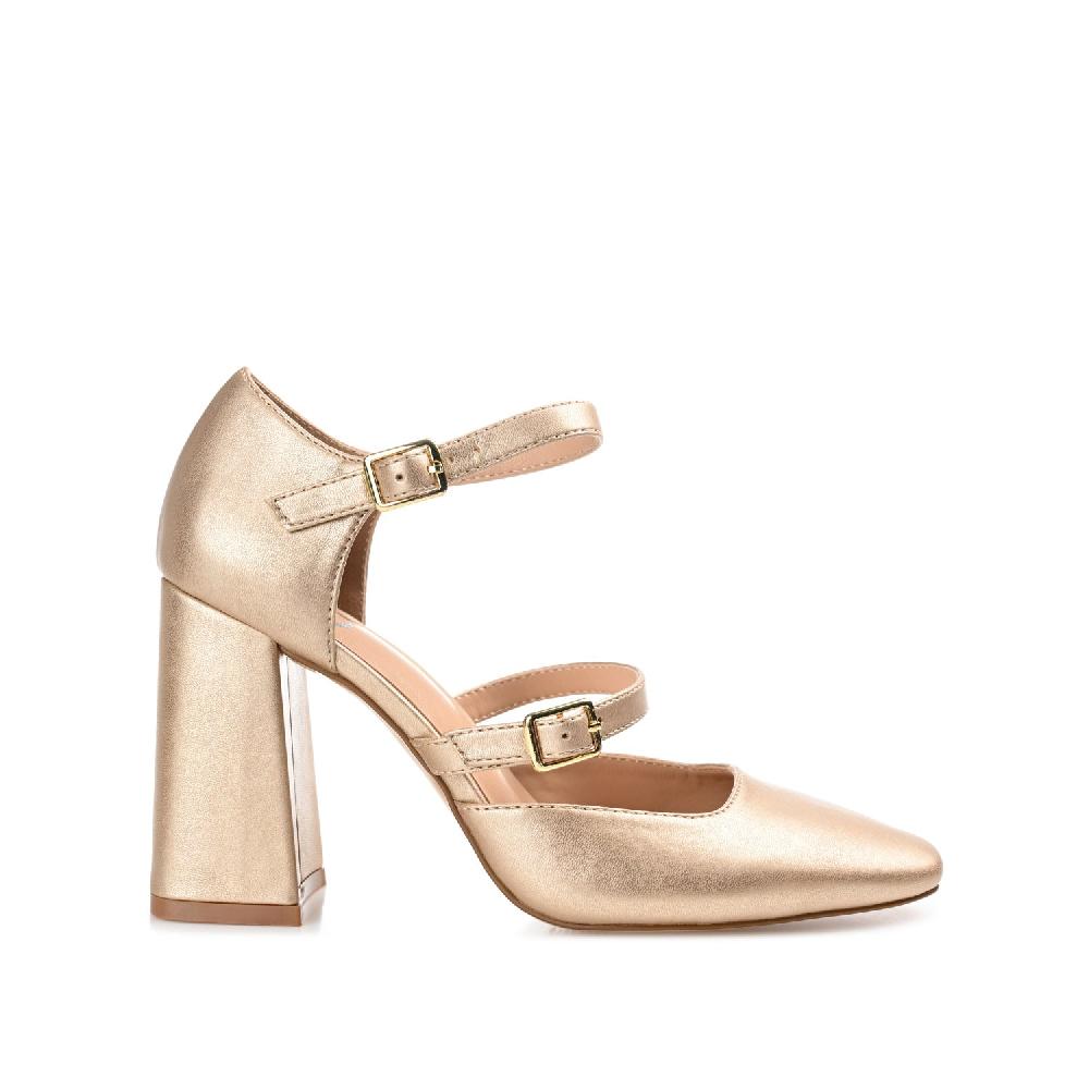 journee collection ISADORAH FAUX LEATHER HEELS IN WIDE Tan