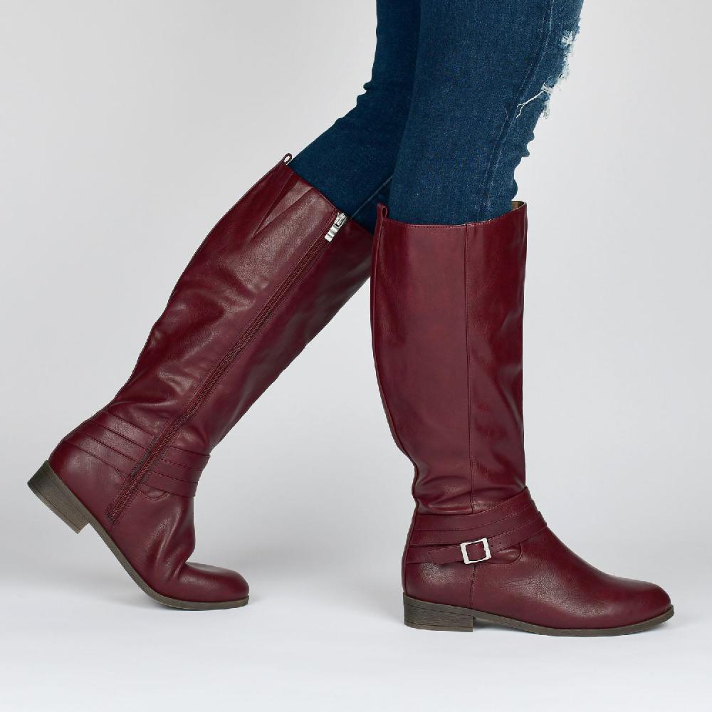 Journee Collection IVIE KNEE HIGH BOOTS IN FAUX LEATHER Brown PU