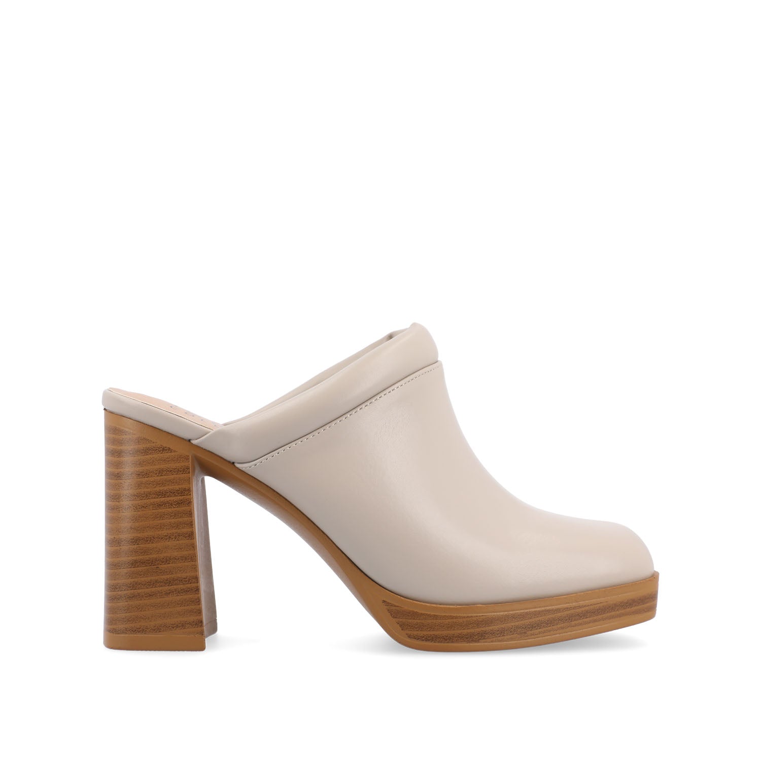 journee collection IZARA BLOCK HEELED MULES IN FAUX LEATHER Taupe