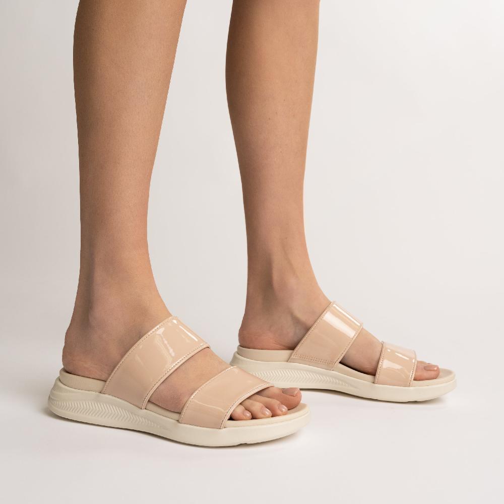 Journee Collection JANIS SLIP ON SANDALS IN PATENT Black Patent