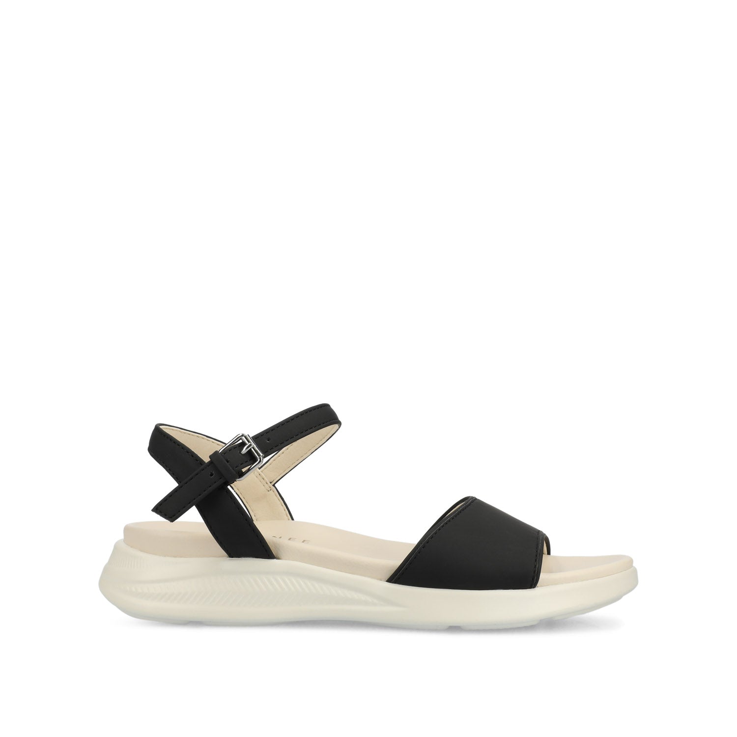 journee collection JAYLEE BUCKLE SANDALS IN FAUX LEATHER Bone PU