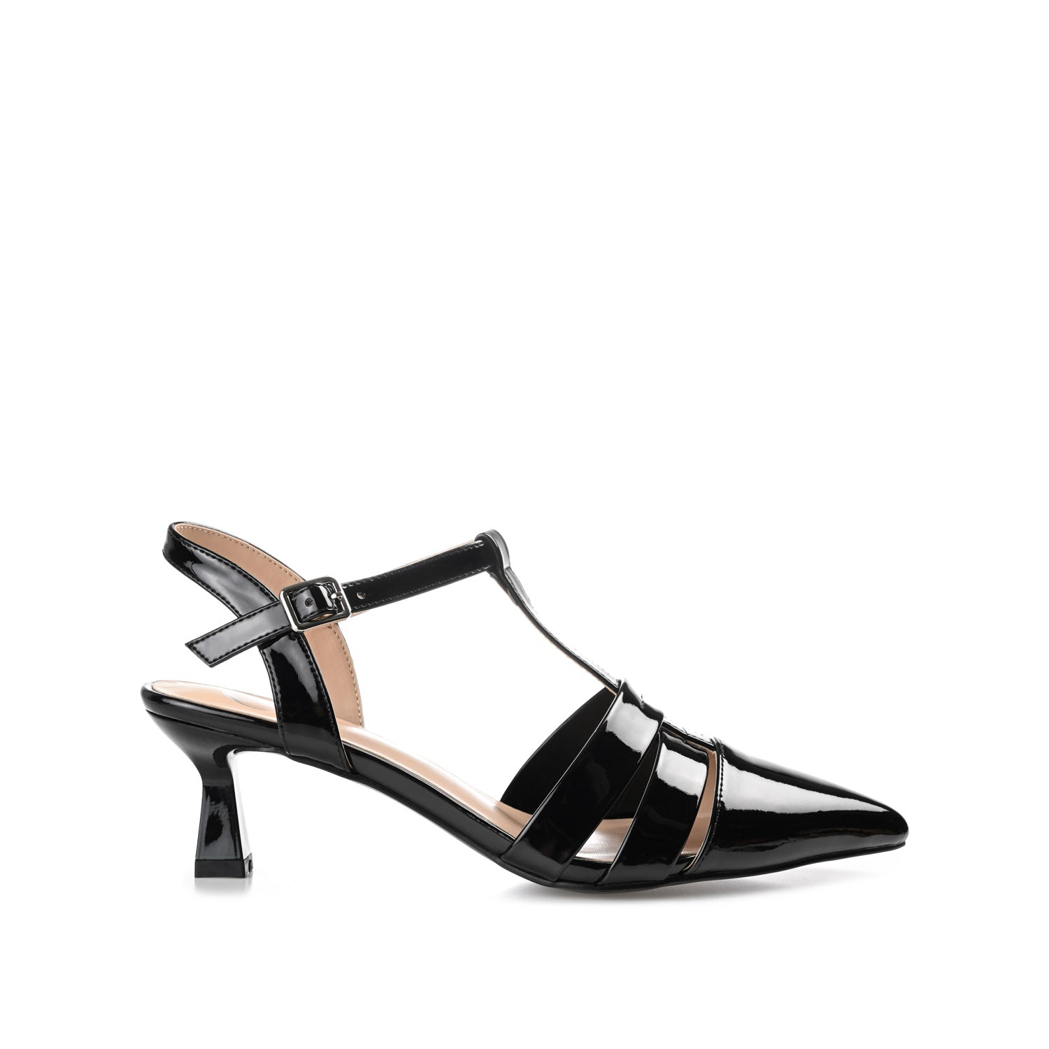 journee collection JAZLYNN BASIC T-STRAP KITTEN HEELS IN WIDE Black