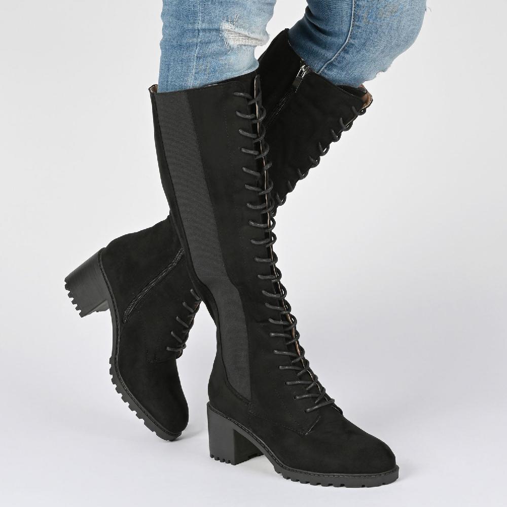 Journee Collection JENICCA LACE-UP BOOTS IN X-WIDE CALF Taupe