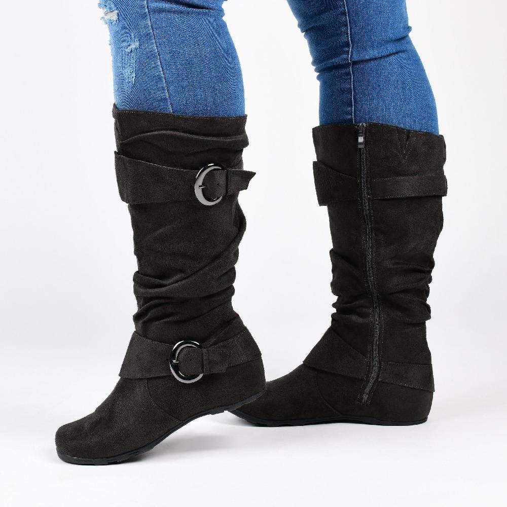 Journee Collection JESTER KNEE HIGH BOOTS IN X-WIDE CALF Grey Faux Suede