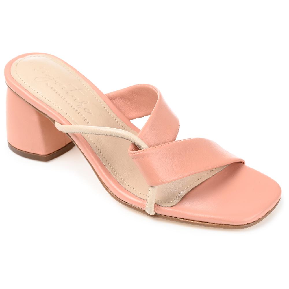 Journee Collection JOSSETTE BLOCK HEEL MULES IN LEATHER Pink