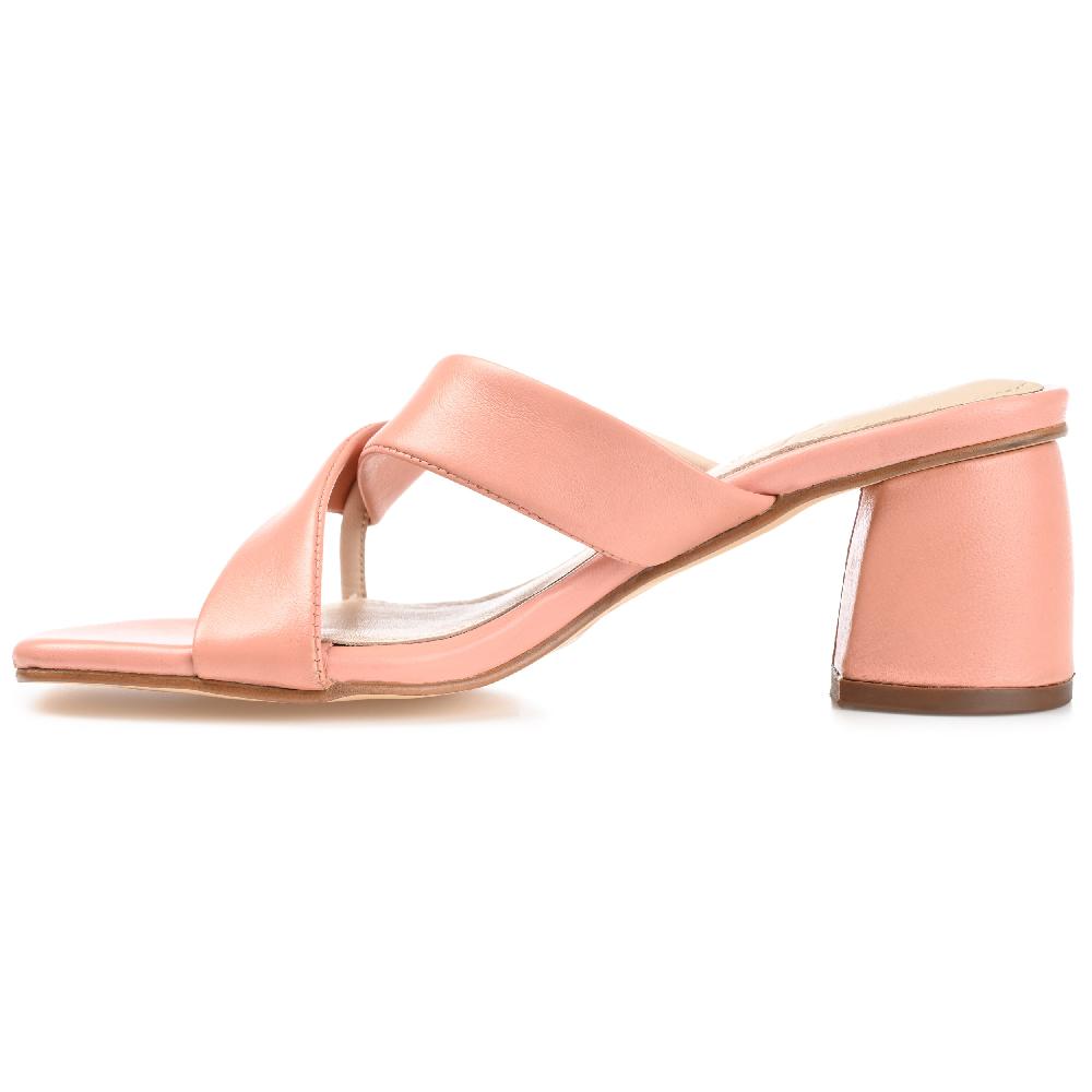 Journee Collection JOSSETTE BLOCK HEEL MULES IN LEATHER Pink