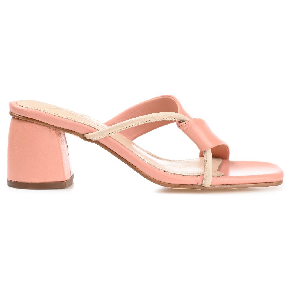 journee collection JOSSETTE BLOCK HEEL MULES IN LEATHER Pink