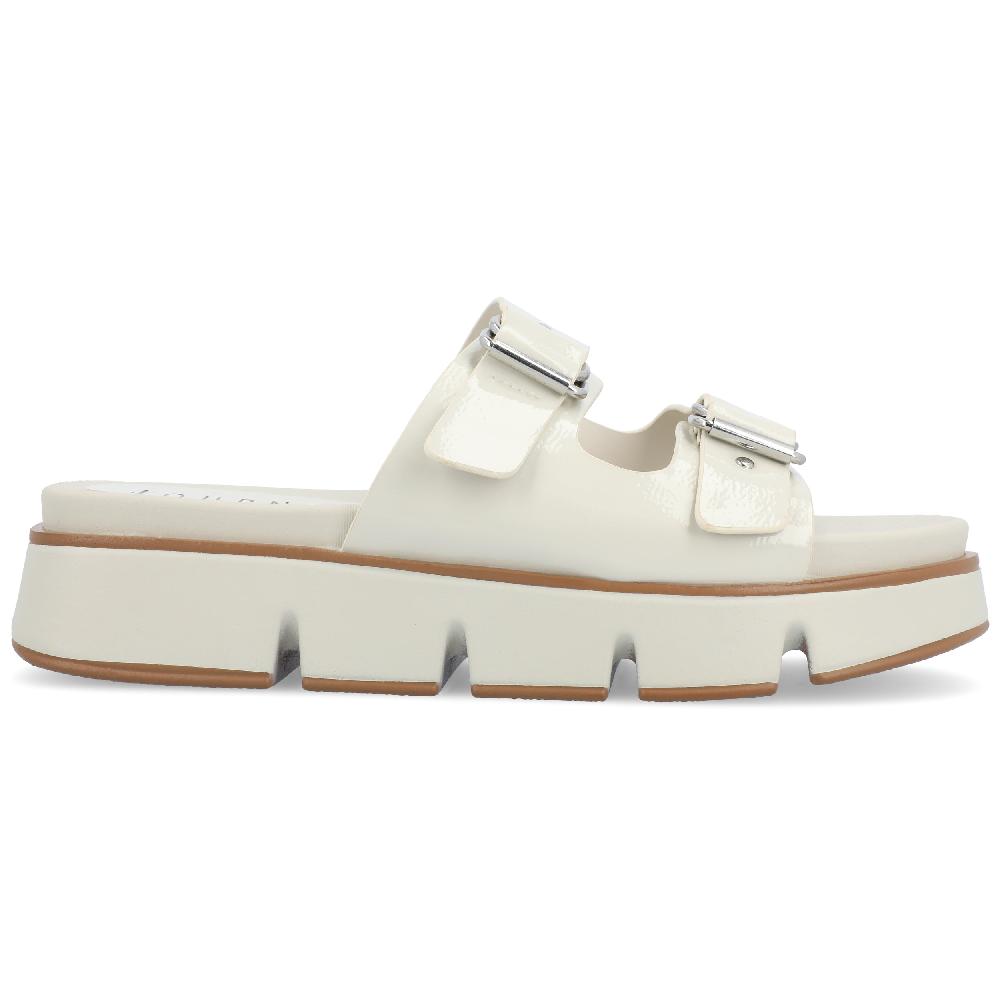 journee collection KANDRI SLIP-ON SANDALS Ivory