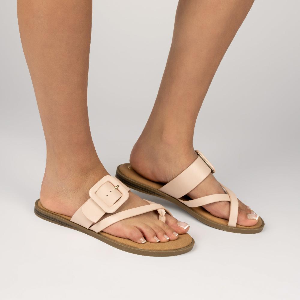 Journee Collection LAYRA FLAT SANDALS Ivory