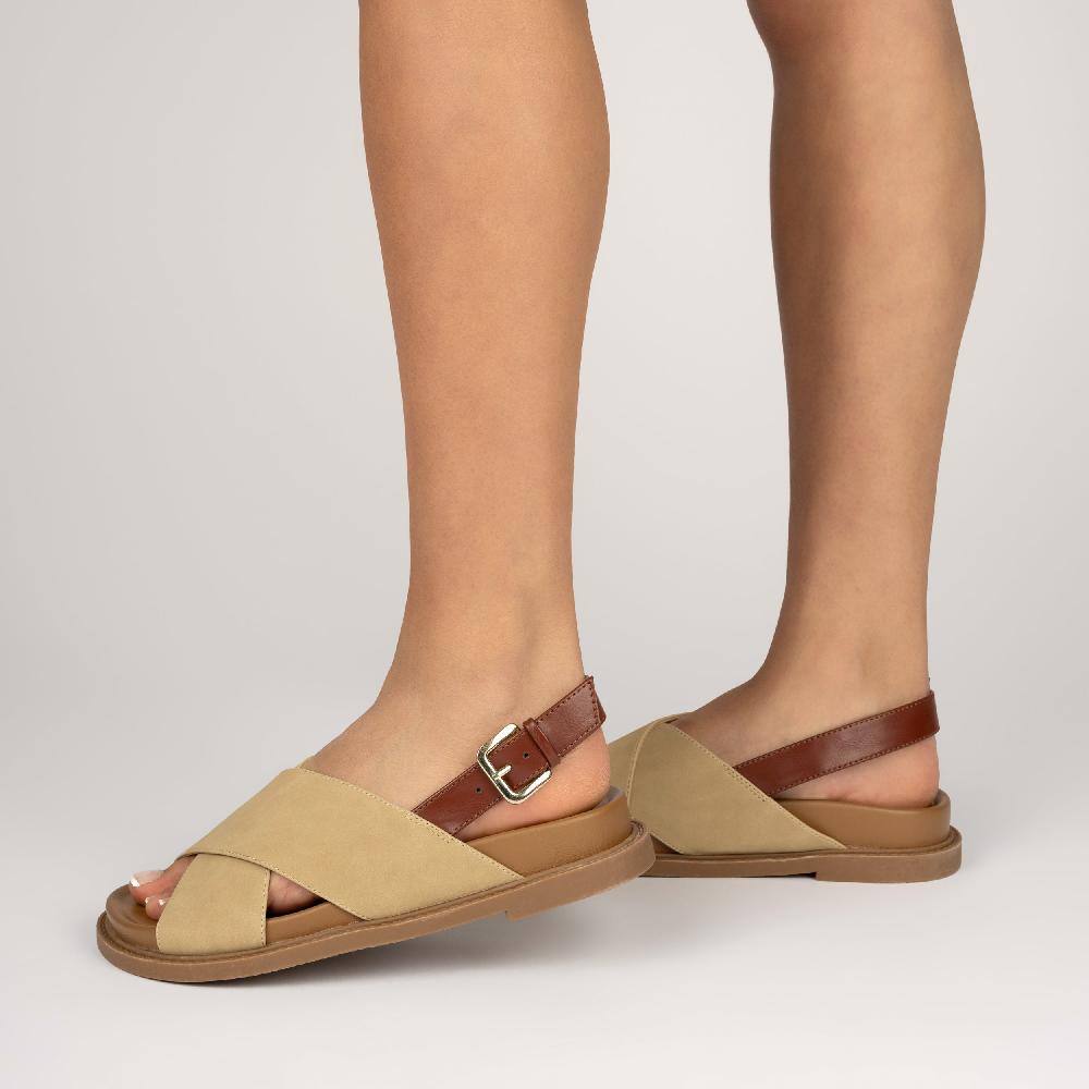 Journee Collection MARINNA FLAT SANDALS Taupe