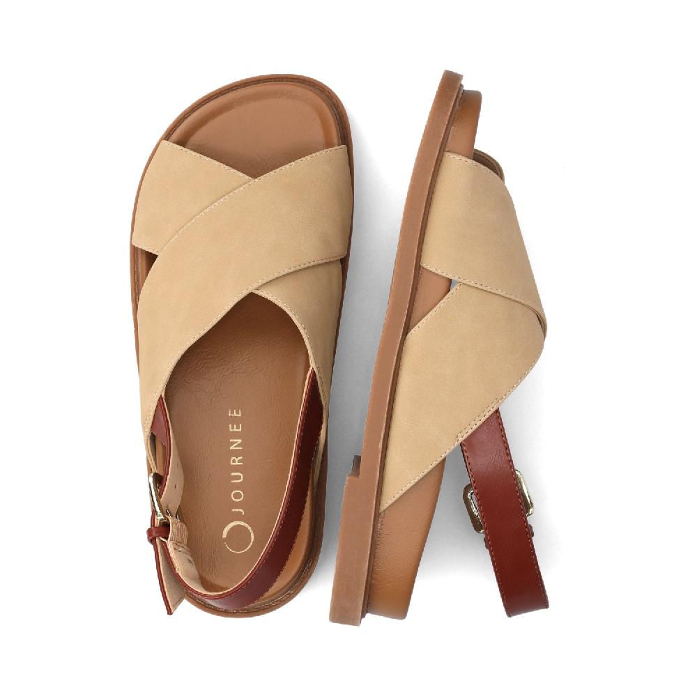Journee Collection MARINNA FLAT SANDALS Taupe