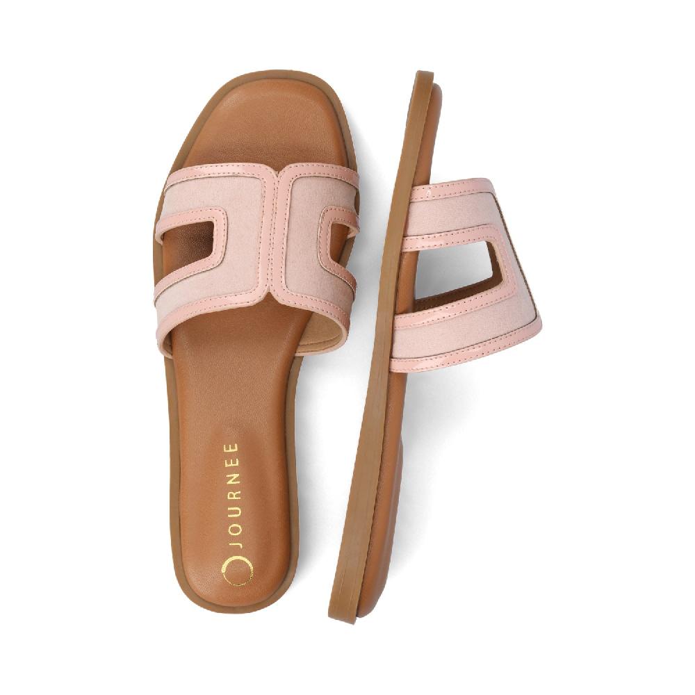Journee Collection PRIMAH FLAT SANDALS Bone