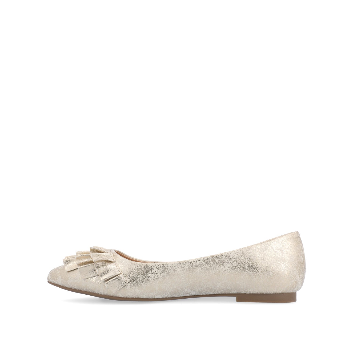 Journee Collection JUDY RUFFLED BALLET FLATS IN WIDE Gold PU