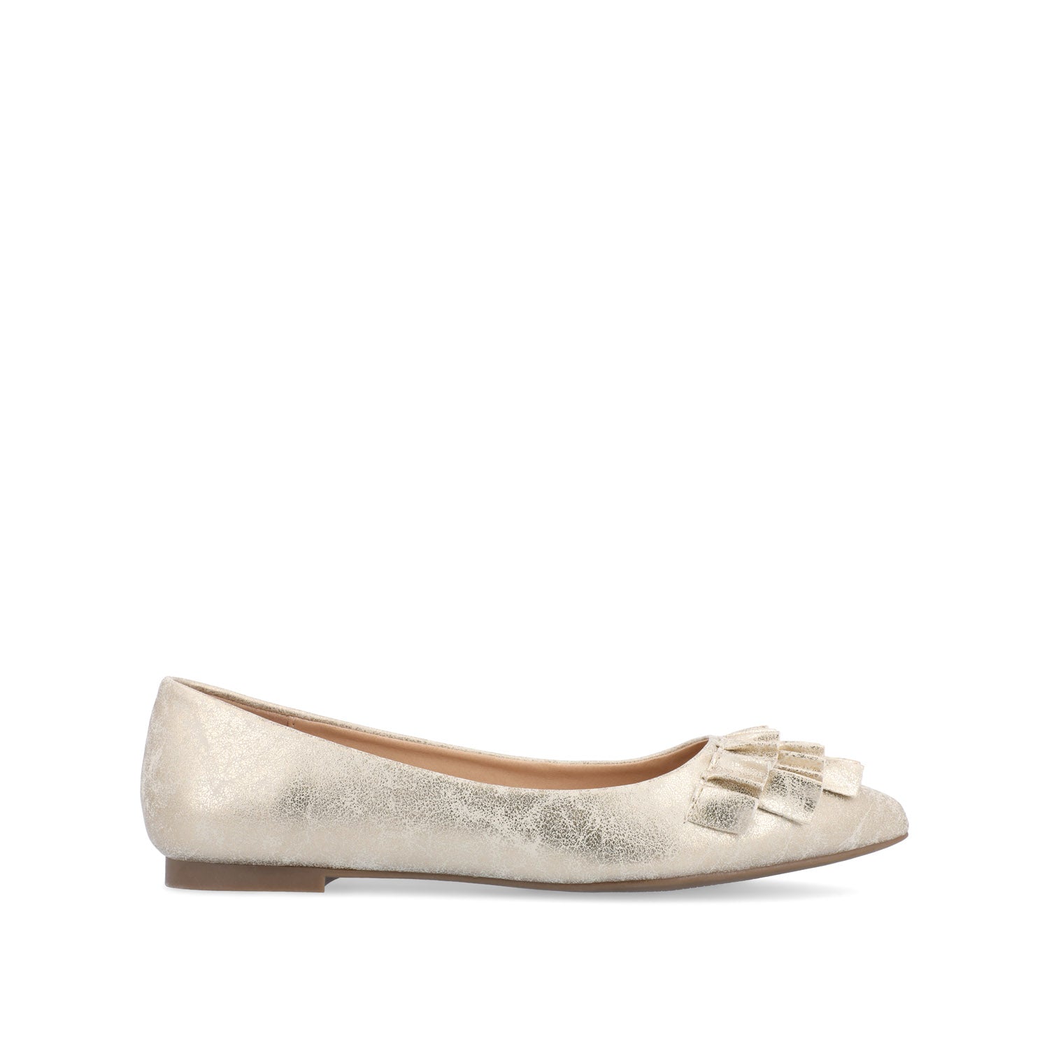 journee collection JUDY RUFFLED BALLET FLATS IN WIDE Gold PU
