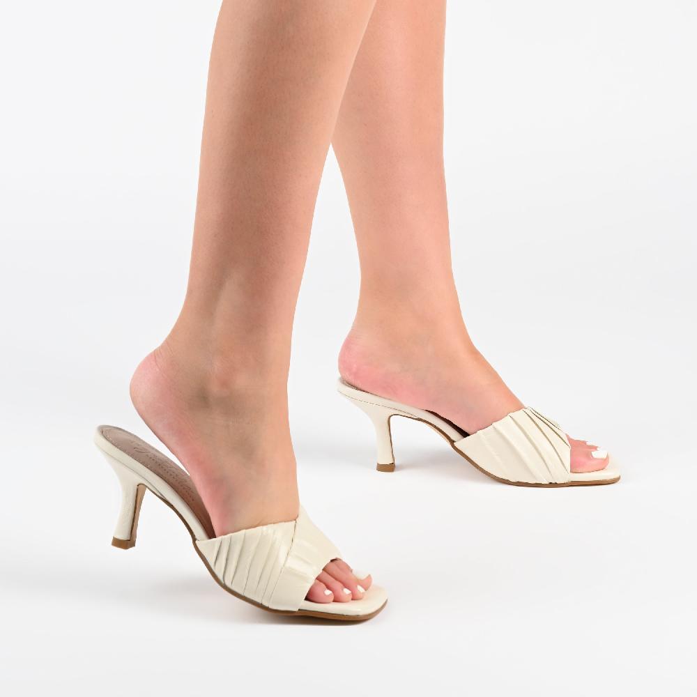 Journee Collection JULIETTE STILETTO HEEL MULES IN LEATHER Tan