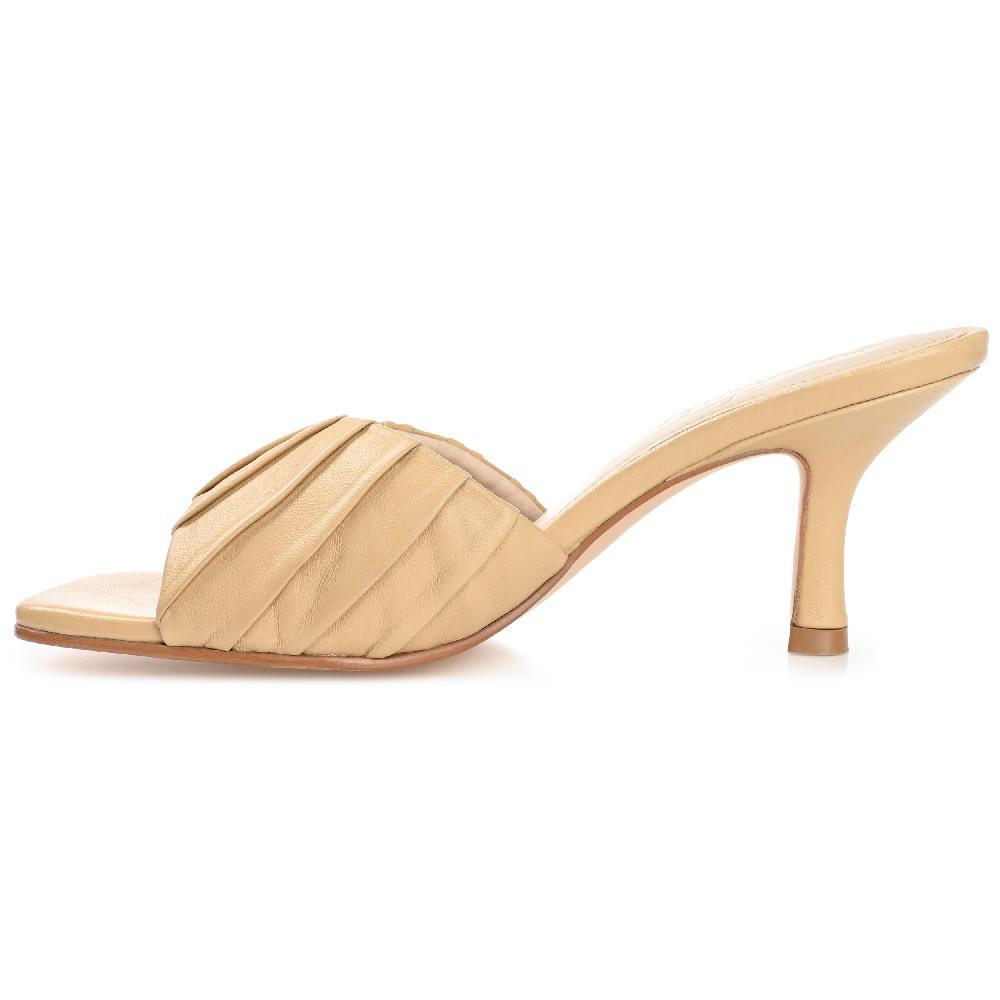 Journee Collection JULIETTE STILETTO HEEL MULES IN LEATHER Tan