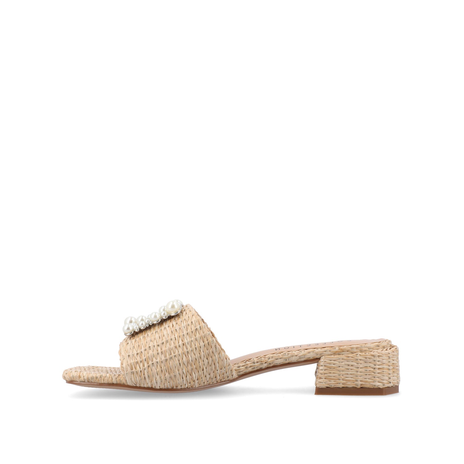 Journee Collection JUSTINA HEELED SANDALS IN FAUX RAFFLA Pink Faux Raffia