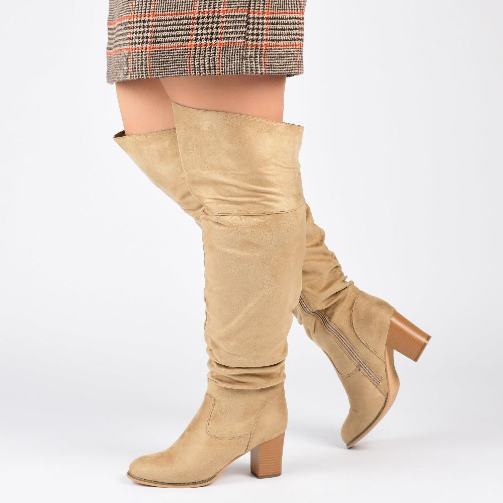 Journee Collection KAISON BOOTS IN WIDE WIDTH & X-WIDE CALF Stone Faux Suede
