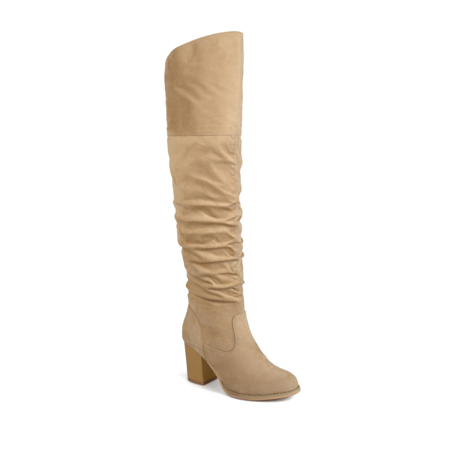Journee Collection KAISON BOOTS IN WIDE WIDTH & X-WIDE CALF Stone Faux Suede