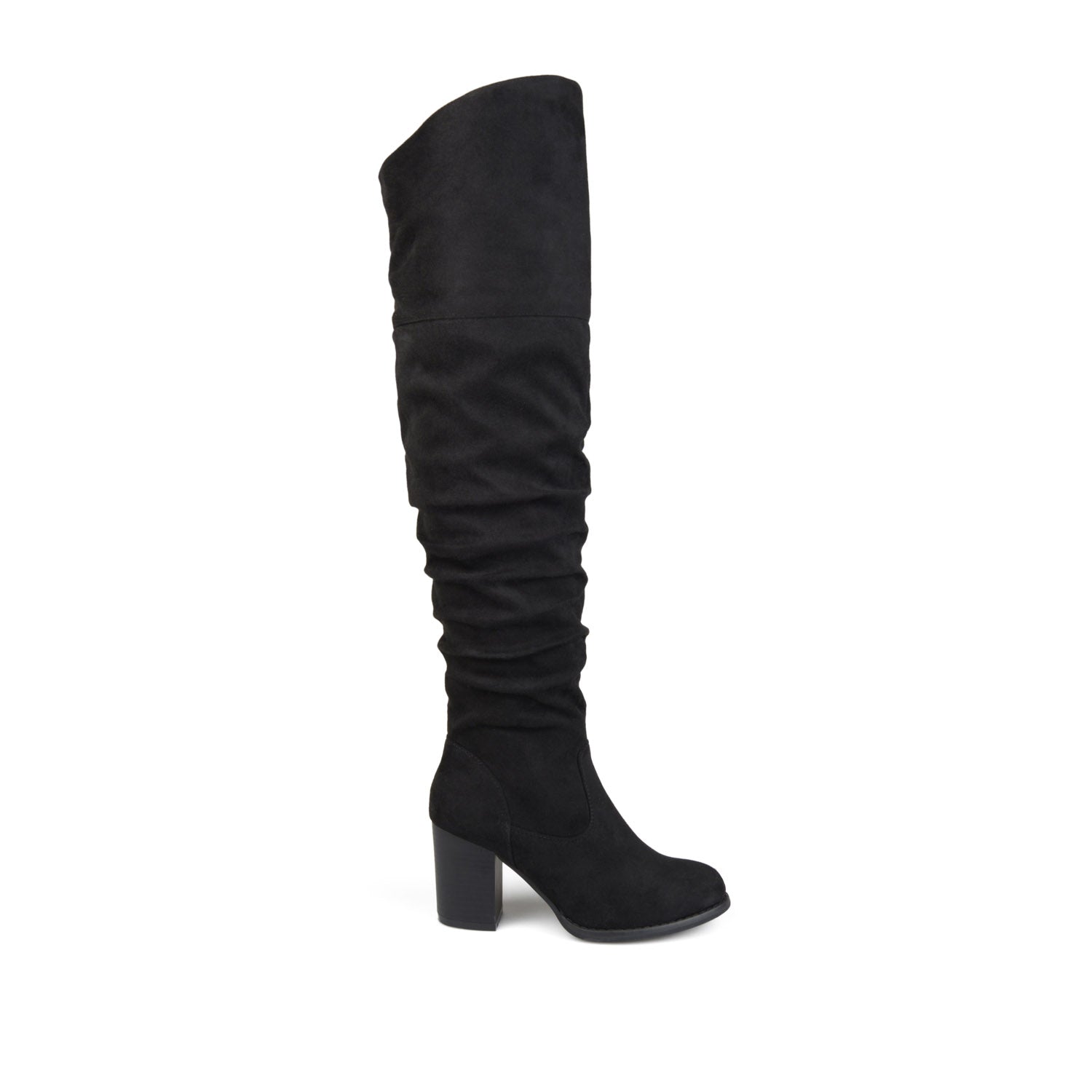 Journee Collection KAISON THIGH HIGH BOOTS IN X-WIDE CALF Stone Faux Suede